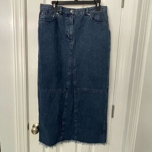 Lauren Jeans Co. Ralph Lauren Women’s Denim Midi Skirt Size 14 Raw Hem
